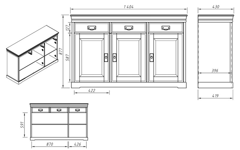 Set Dormitor Florence, Lemn Masiv, Alb-Natur