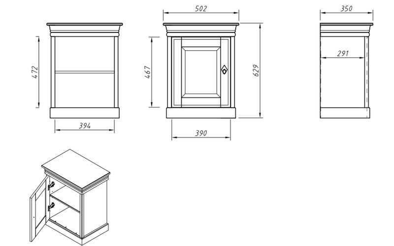 Set Dormitor Florence, Lemn Masiv, Alb-Natur